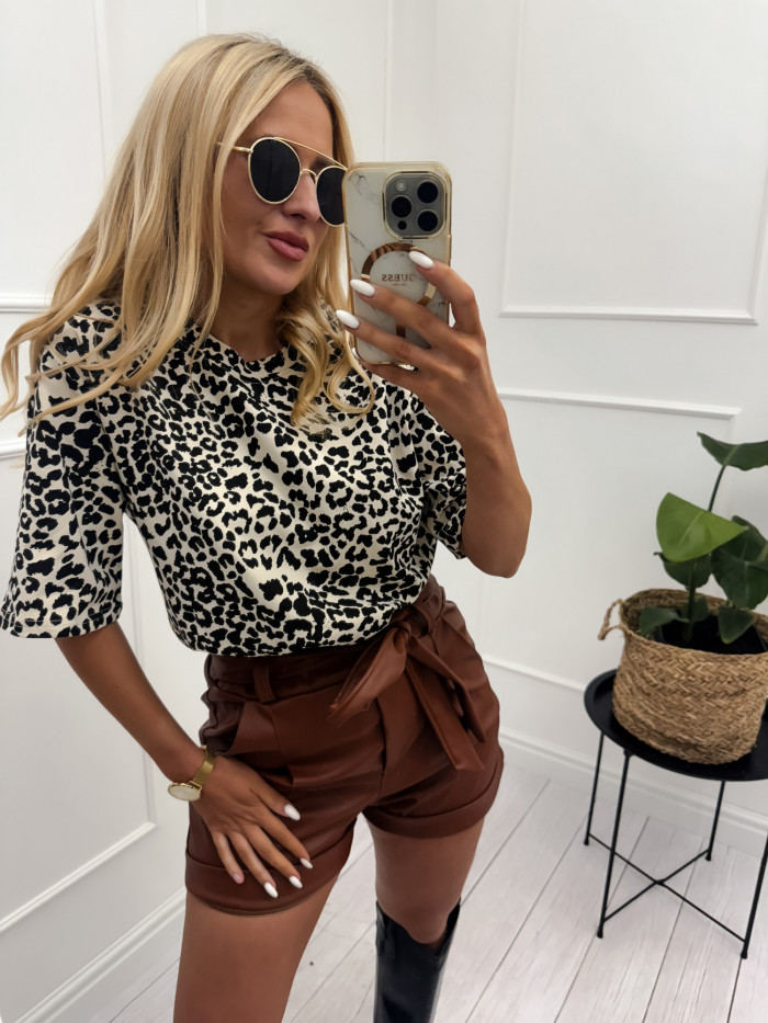 LEOPARD - T-SHIRT W PANTERKE BEŻ