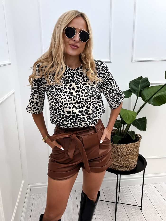 LEOPARD - T-SHIRT W PANTERKE BEŻ 1