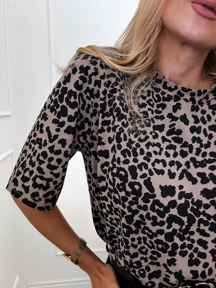 LEOPARD - T-SHIRT W PANTERKE BRĄZ 9