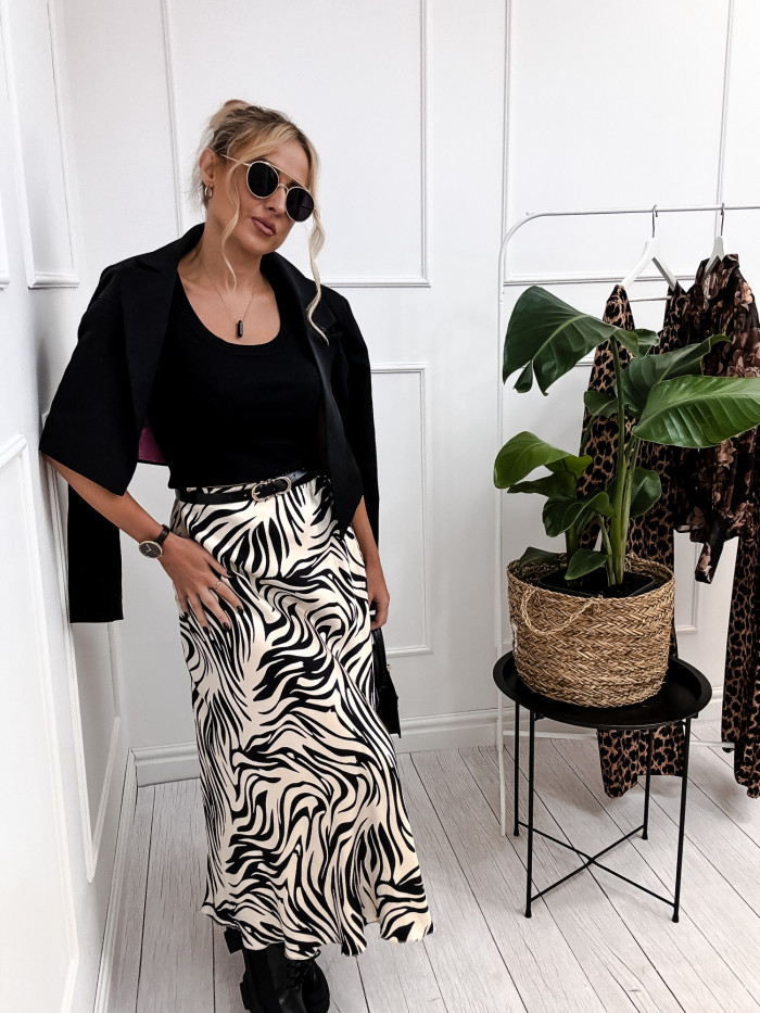 ALICE - SPÓDNICA MAXI ZEBRA JASNA100% VISKOZA