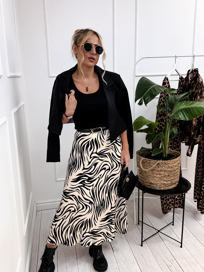 ALICE - SPÓDNICA MAXI ZEBRA JASNA100% VISKOZA 8