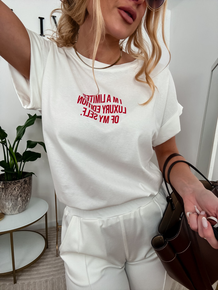 LUXURY RED -TSHIRT NA KRÓTKI RĘKAW 100% BAWEŁNA