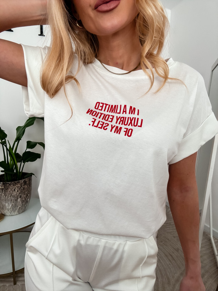 LUXURY RED -TSHIRT NA KRÓTKI RĘKAW 100% BAWEŁNA 1