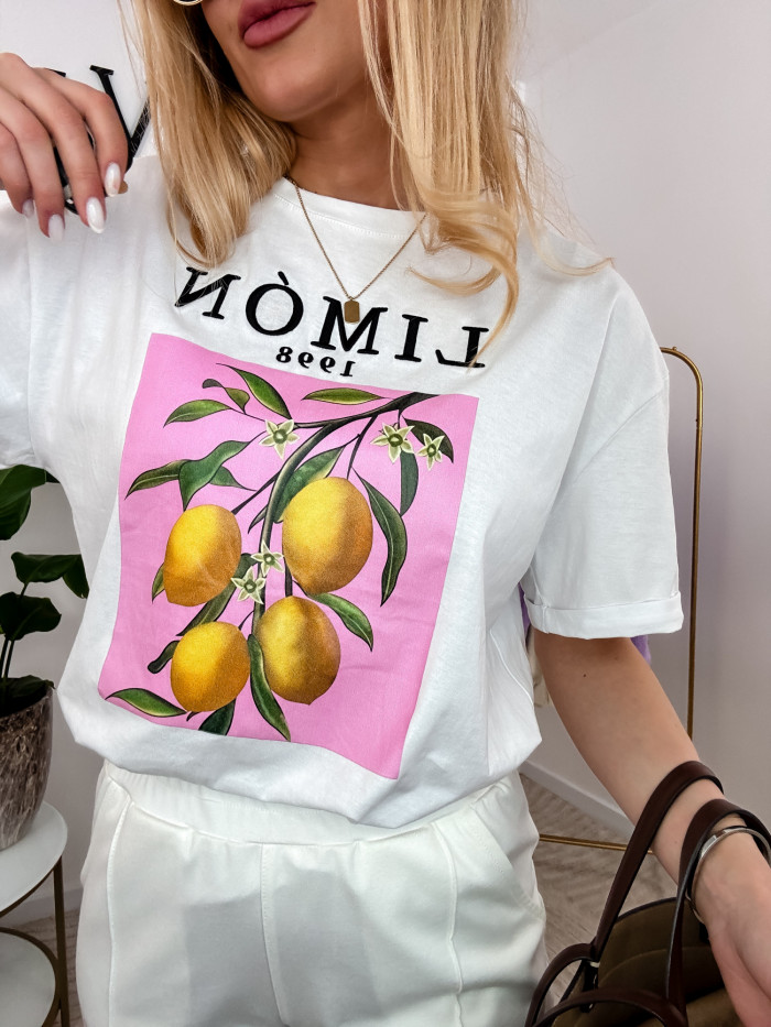 TSHIRT LEMON BIAŁY 95% BAWEŁNA 8