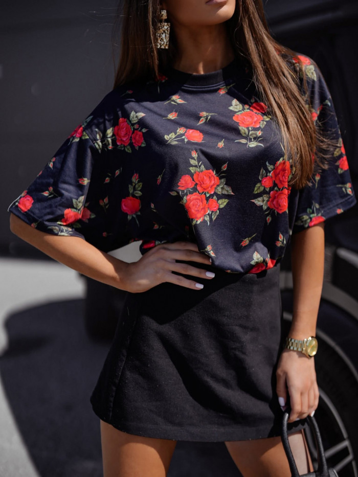 T-SHIRT ROSES CZARNY 1