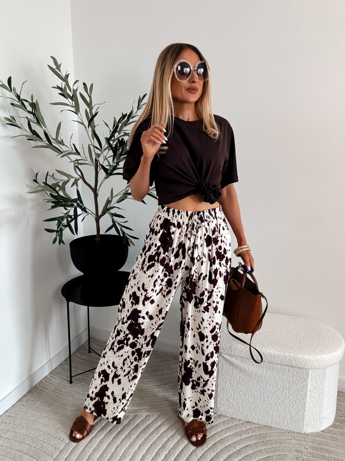 SOPHIA- T-SHIRT BASIC Z RÓŻĄ CZEKOLADA 3