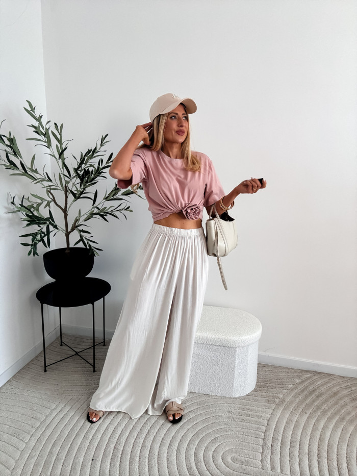 SOPHIA- T-SHIRT BASIC Z RÓŻĄ PUDROWY RÓŻ 5
