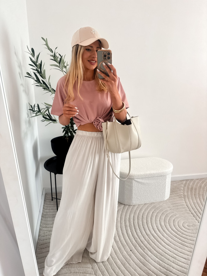 SOPHIA- T-SHIRT BASIC Z RÓŻĄ PUDROWY RÓŻ 7