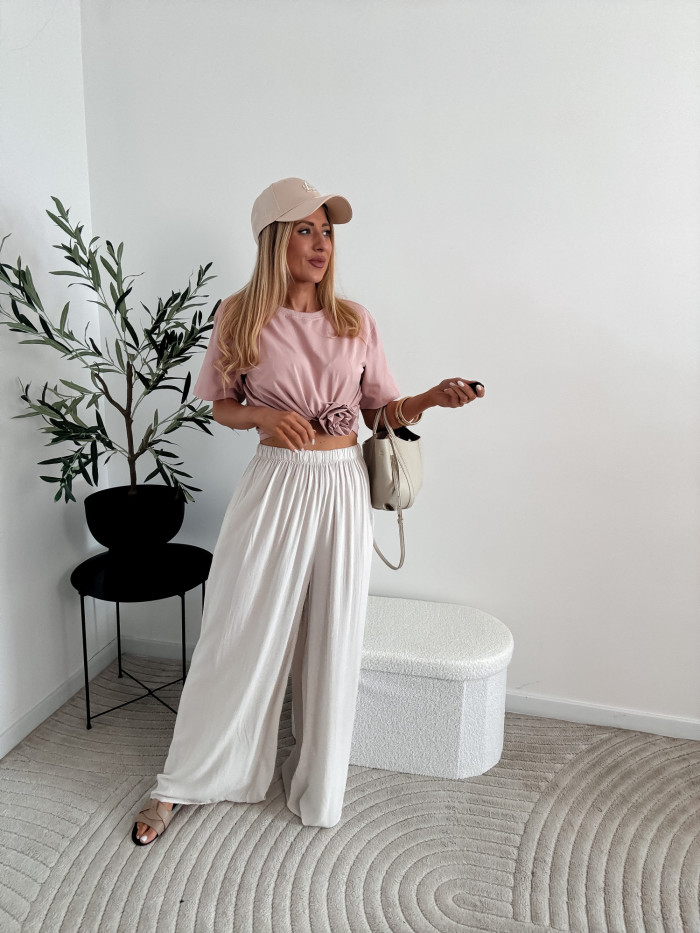 SOPHIA- T-SHIRT BASIC Z RÓŻĄ PUDROWY RÓŻ 9