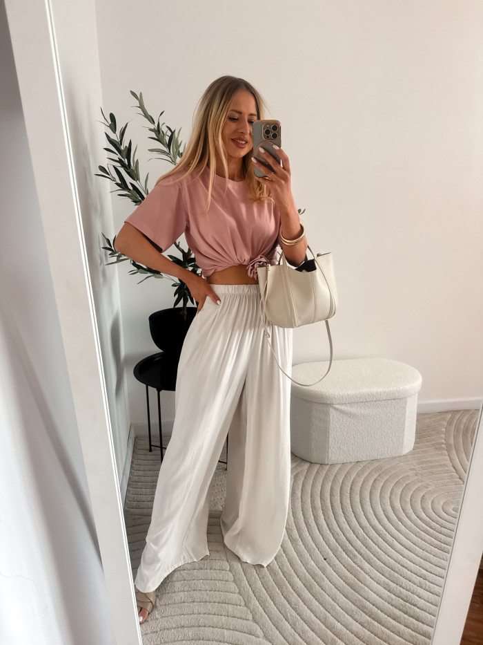 SOPHIA- T-SHIRT BASIC Z RÓŻĄ PUDROWY RÓŻ 10