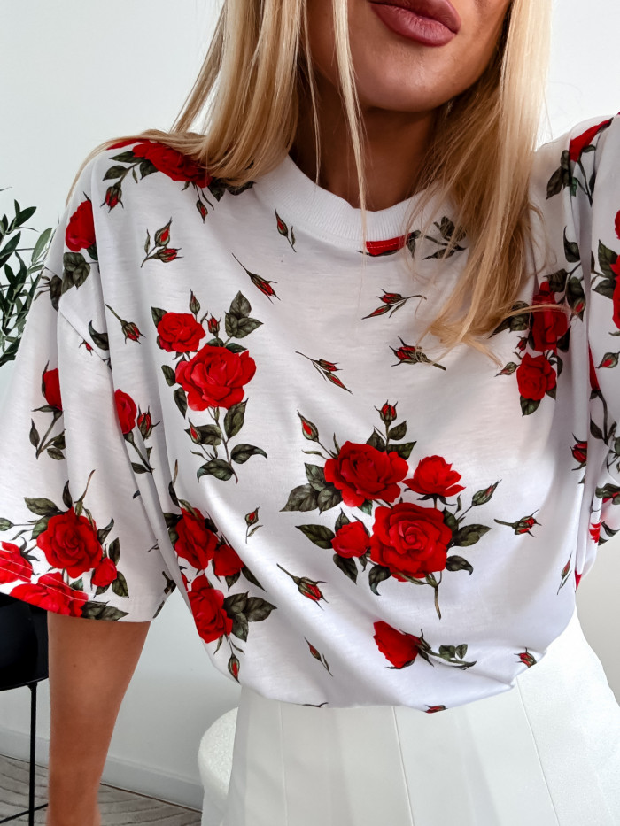 T-SHIRT ROSES BIAŁY 10