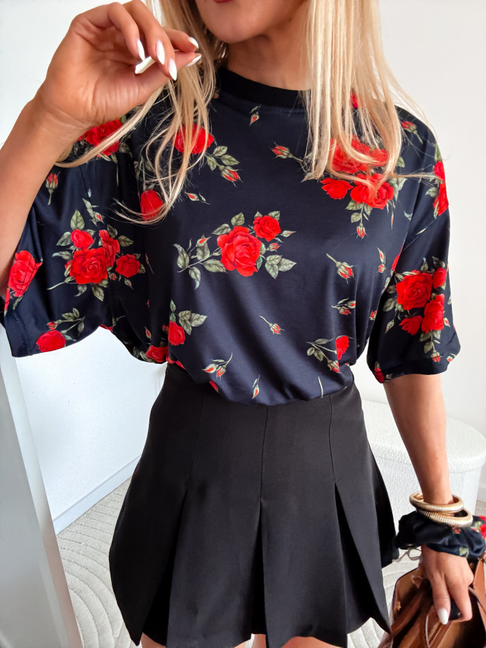 T-SHIRT ROSES CZARNY 2