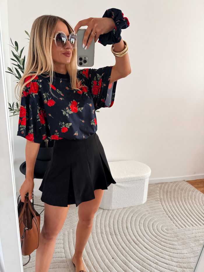 T-SHIRT ROSES CZARNY