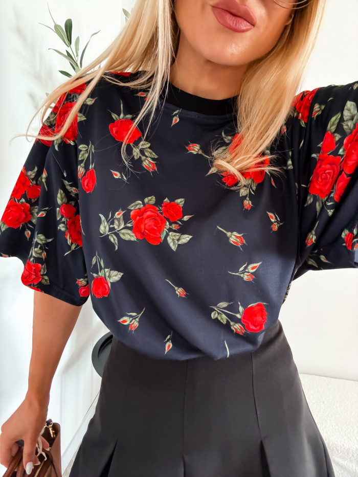 T-SHIRT ROSES CZARNY 8