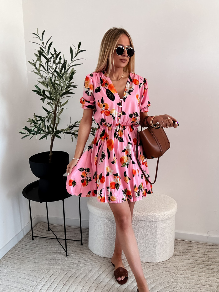 EMILY-SUKIENKA MINI ROZKLOSZOWANA RÓŻOWA W POMARAŃCZE 3