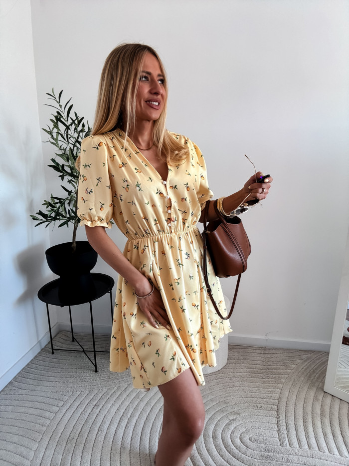 EMILY - SUKIENKA MINI ROZKLOSZOWANA ZÓŁTA W CYTRYNKI 6