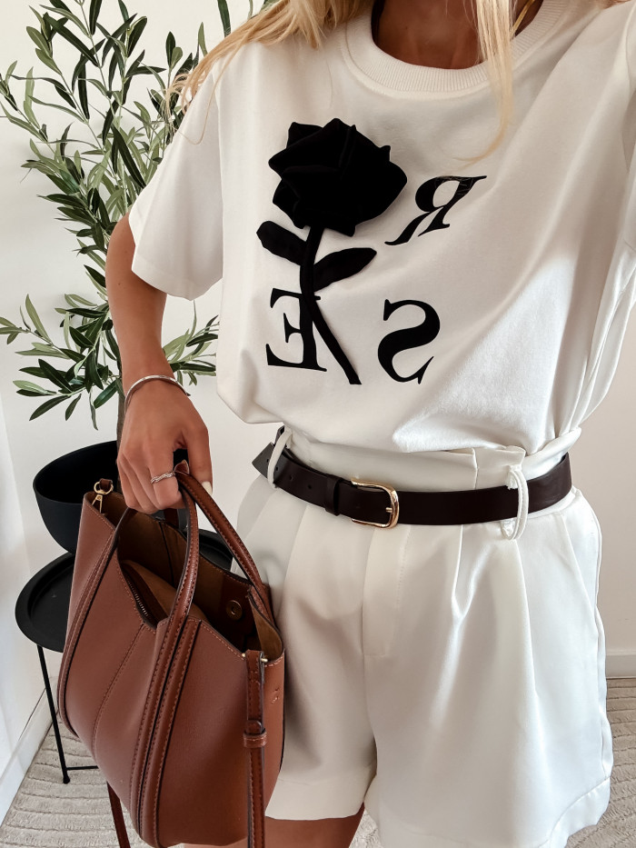 ROSE - TISHIRT BIAŁY Z CZARNYM NAPISEM 2