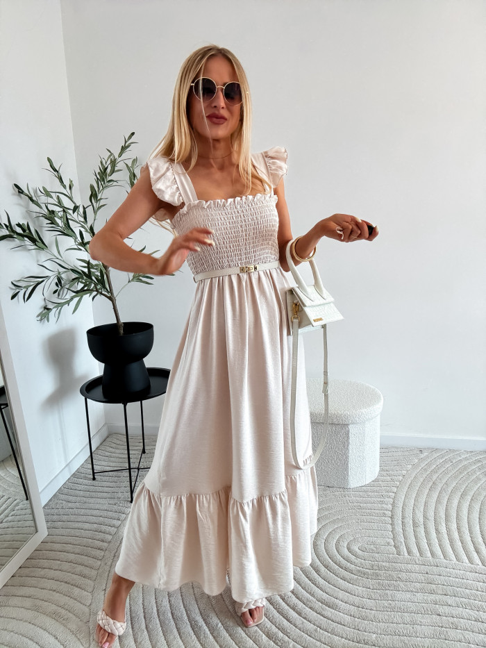 ROZALIA-SUKIENKA MAXI 90% VISCOZA JASNY BEŻ 8