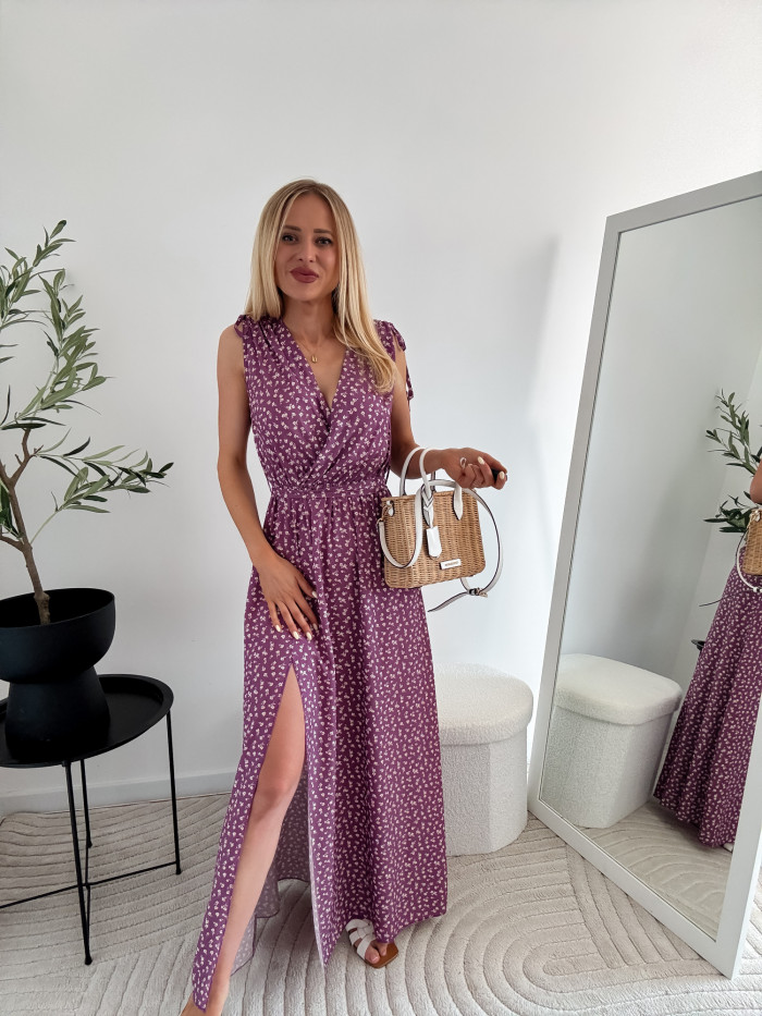 SUZI- SUKIENKA MAXI 100% VISCOZA KWIATKI FIOLET 6