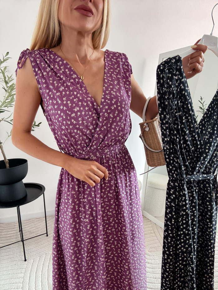 SUZI- SUKIENKA MAXI 100% VISCOZA KWIATKI FIOLET 8