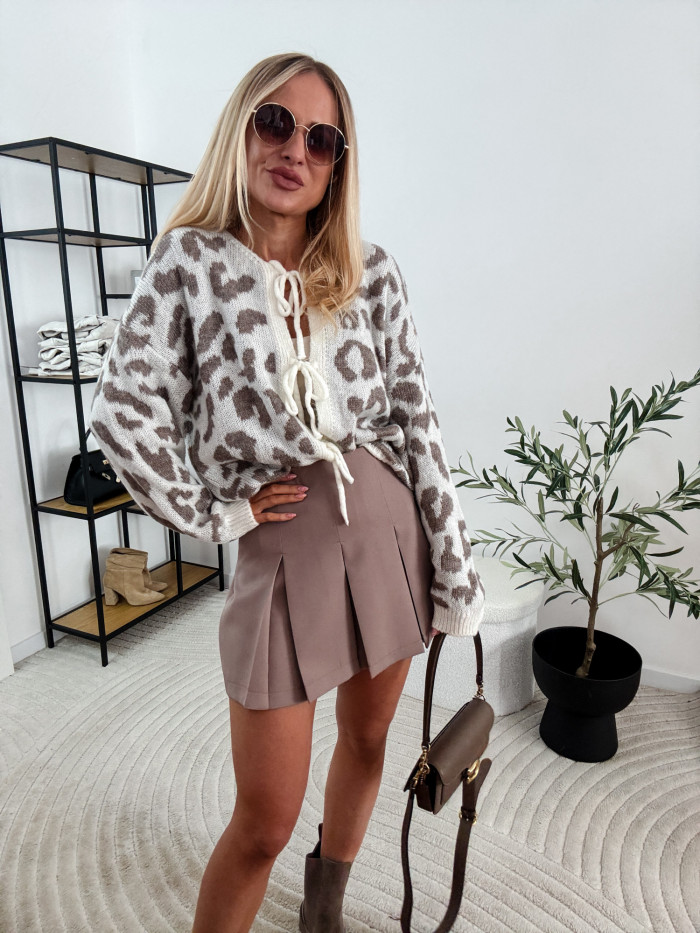 LEO- SWETER W PANTERE BEŻOWY 3