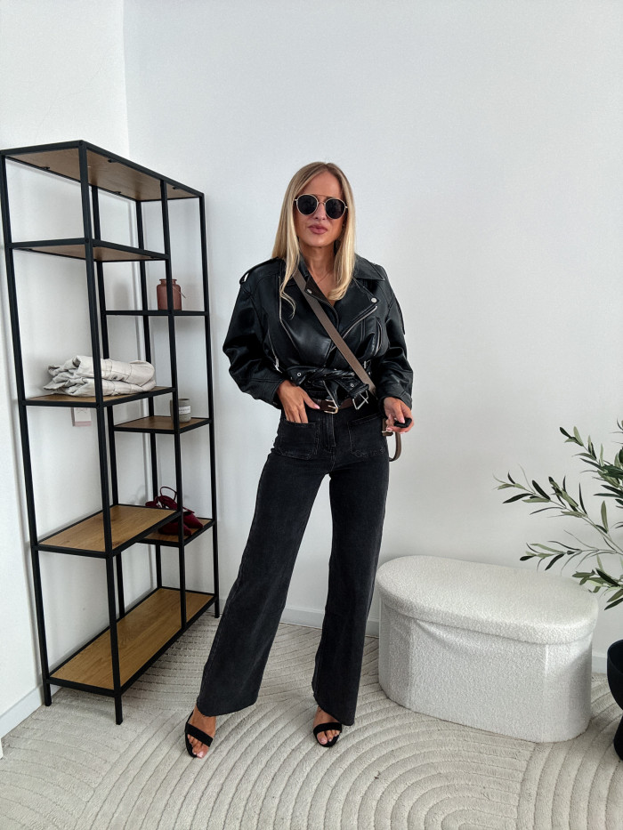 SPICY - SPODNIE JEANS Z KIESZENIAMI GRAFITOWE 2