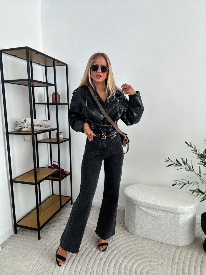 SPICY - SPODNIE JEANS Z KIESZENIAMI GRAFITOWE 4