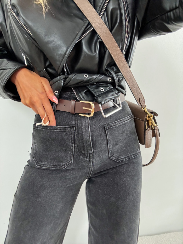 SPICY - SPODNIE JEANS Z KIESZENIAMI GRAFITOWE 5