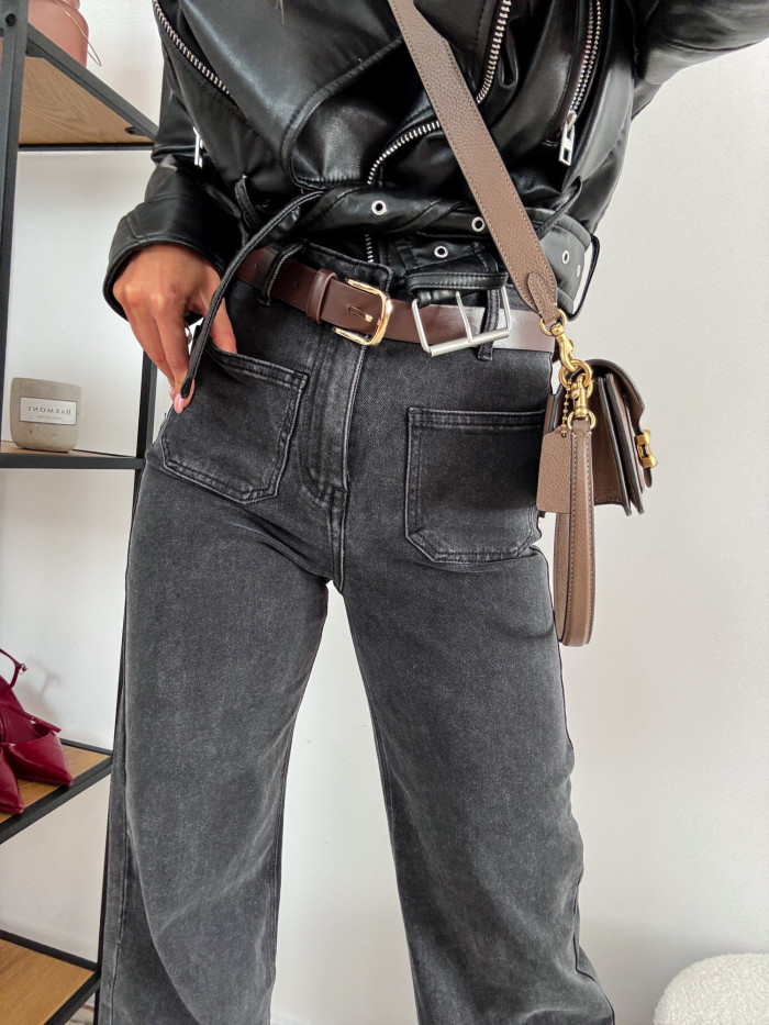 SPICY - SPODNIE JEANS Z KIESZENIAMI GRAFITOWE 11