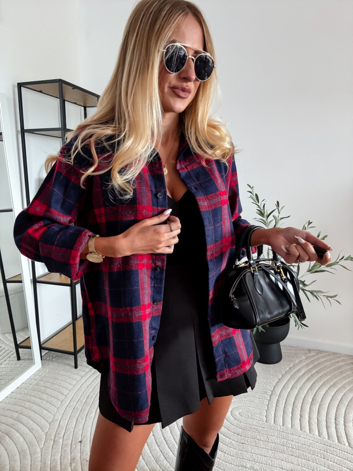 ELENA- KOSZULA W CZERWONA KRATE 100% BAWEŁNA