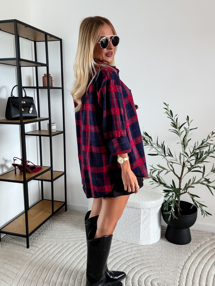 ELENA- KOSZULA W CZERWONA KRATE 100% BAWEŁNA 8
