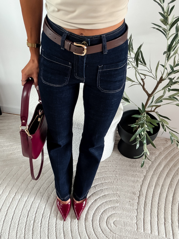 KYLIE - SPODNIE Z KIESZENIAMI CIEMNY JEANS 2
