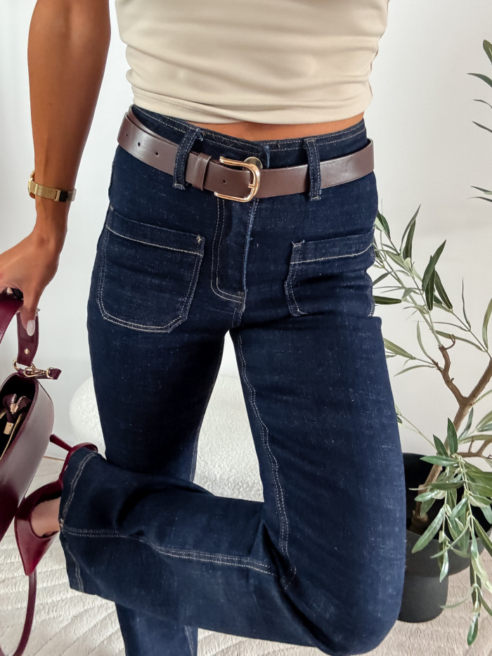 KYLIE - SPODNIE Z KIESZENIAMI CIEMNY JEANS 3