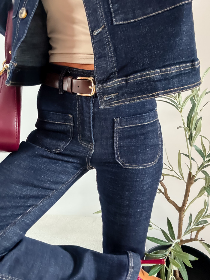KYLIE - SPODNIE Z KIESZENIAMI CIEMNY JEANS